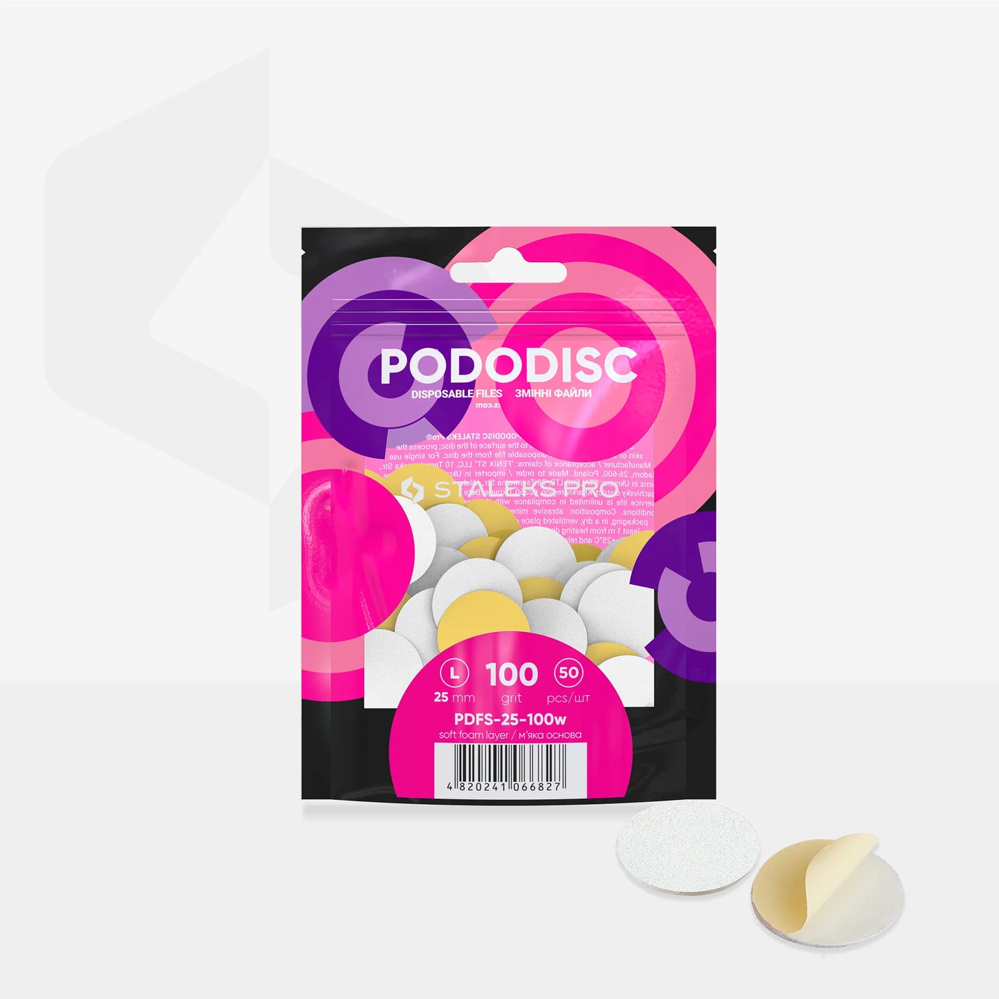 Recambios Desechables Blancos Con Una Capa De Espuma Suave Para El Disco De Pedicura PODODISC STALEKS PRO L (50 Unidades)