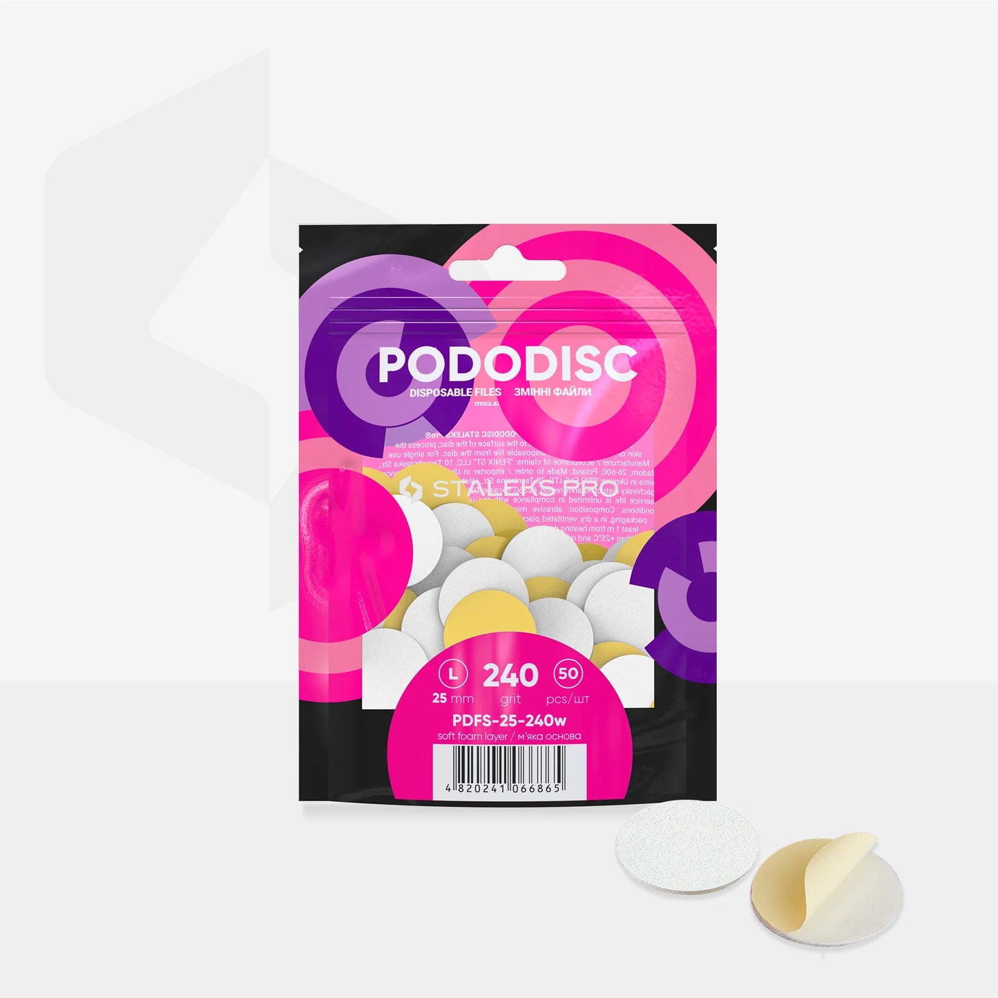 Recambios Desechables Blancos Con Una Capa De Espuma Suave Para El Disco De Pedicura PODODISC STALEKS PRO L (50 Unidades)
