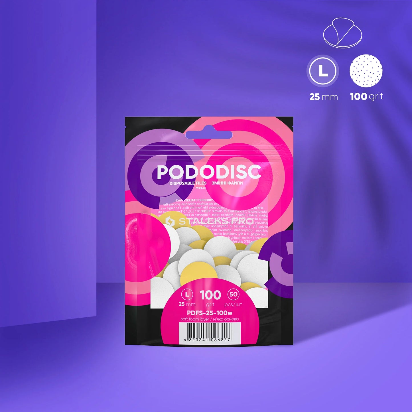 Recambios Desechables Blancos Con Una Capa De Espuma Suave Para El Disco De Pedicura PODODISC STALEKS PRO L (50 Unidades)