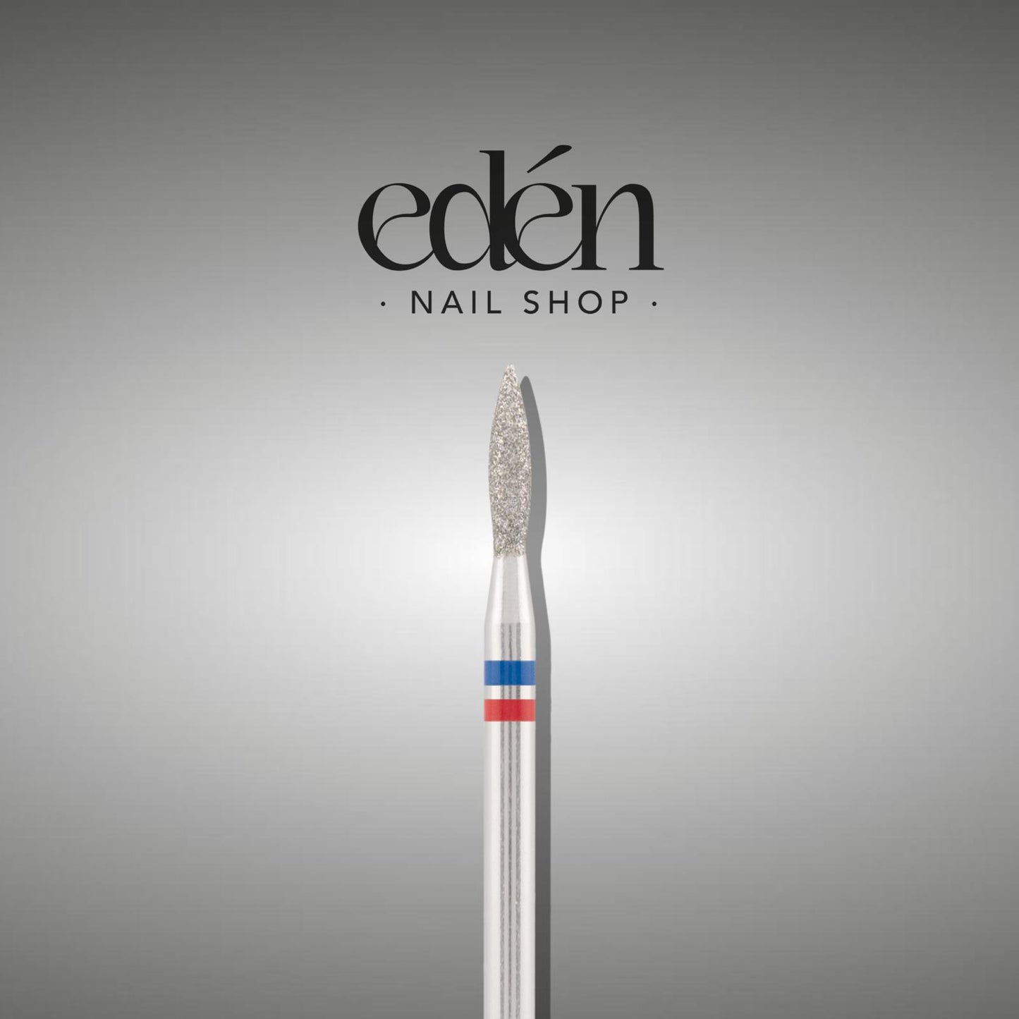 Fresa de diamante EDEN "LLAMA" azul-rojo seguro, L- 8,0 mm, Ø2,1 mm