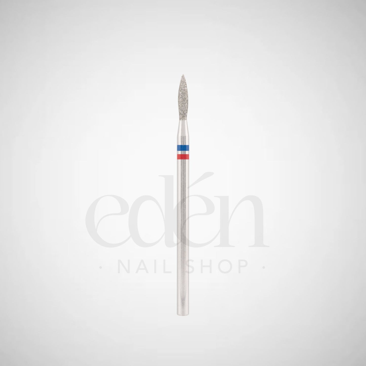 Fresa de diamante EDEN "LLAMA" azul-rojo seguro, L- 8,0 mm, Ø2,1 mm