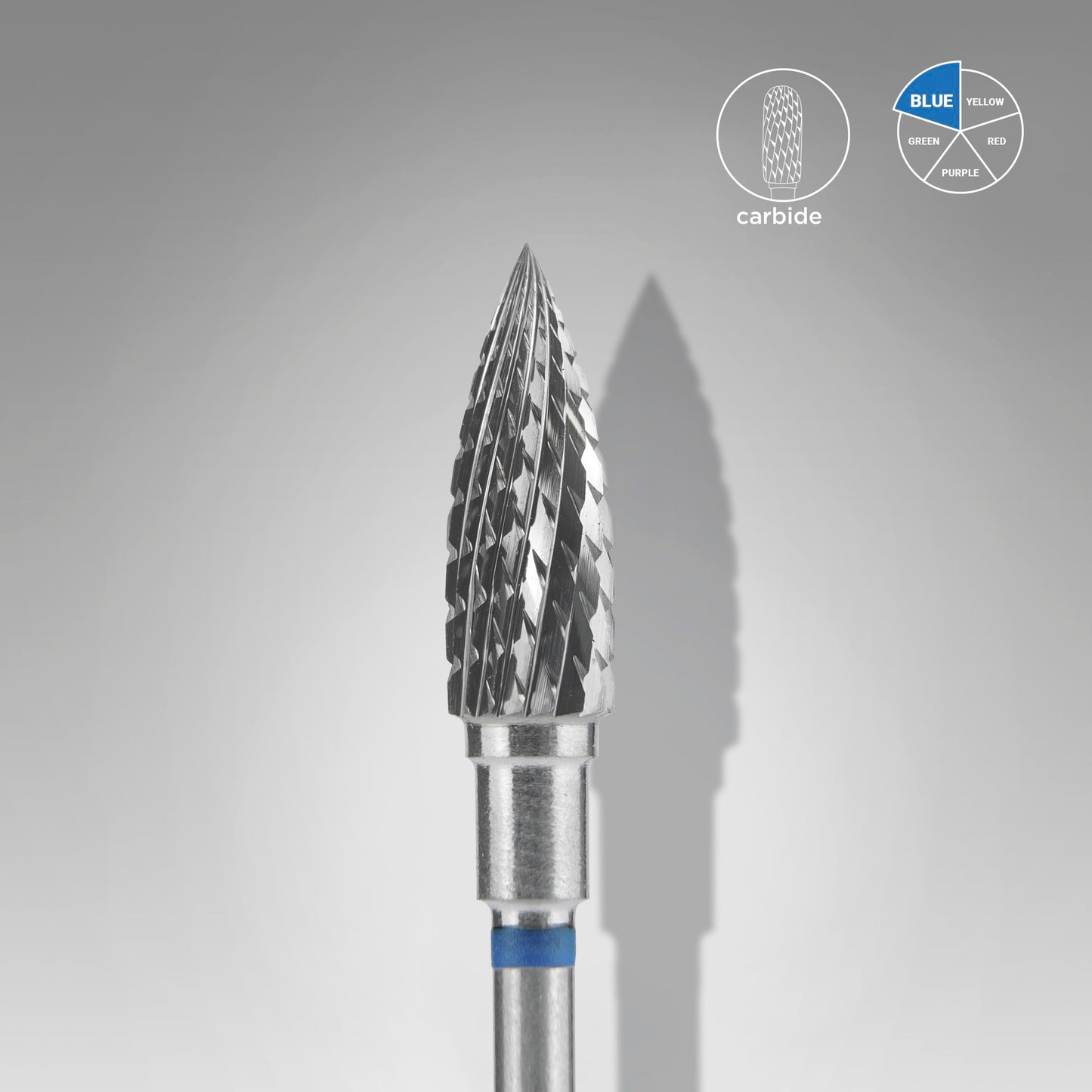 Broca de Carburo para Torno de Uñas Flame Blue EXPERT, Diámetro de Cabeza 5 mm / Parte de Trabajo 13,5 mm.