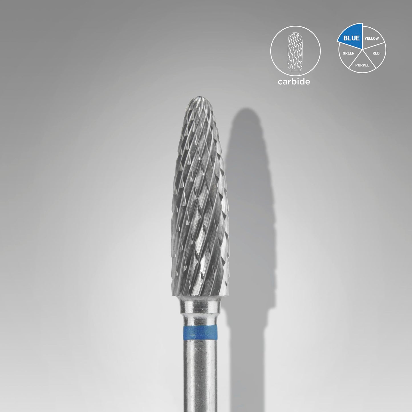 Broca de Carburo para Torno de Uñas Corn Blue EXPERT, Diámetro de Cabeza 4 mm / Parte de Trabajo 14 mm.