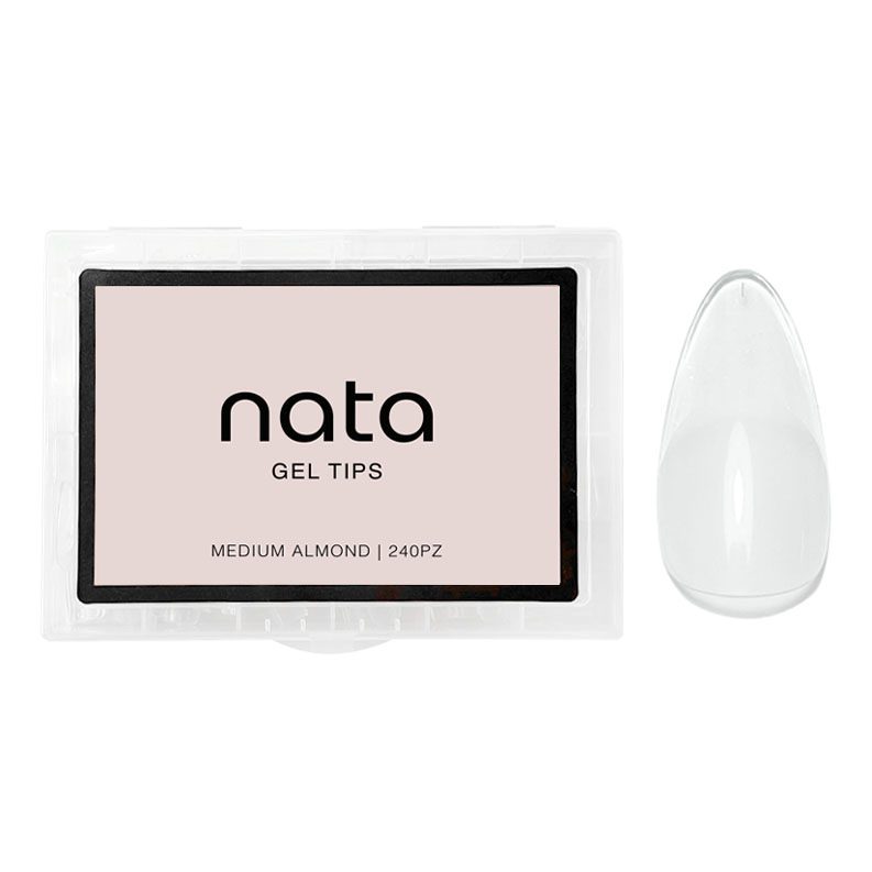 Gel tips nails PRESS ON Nata – forma almendra ( ALMOND MEDIUM )