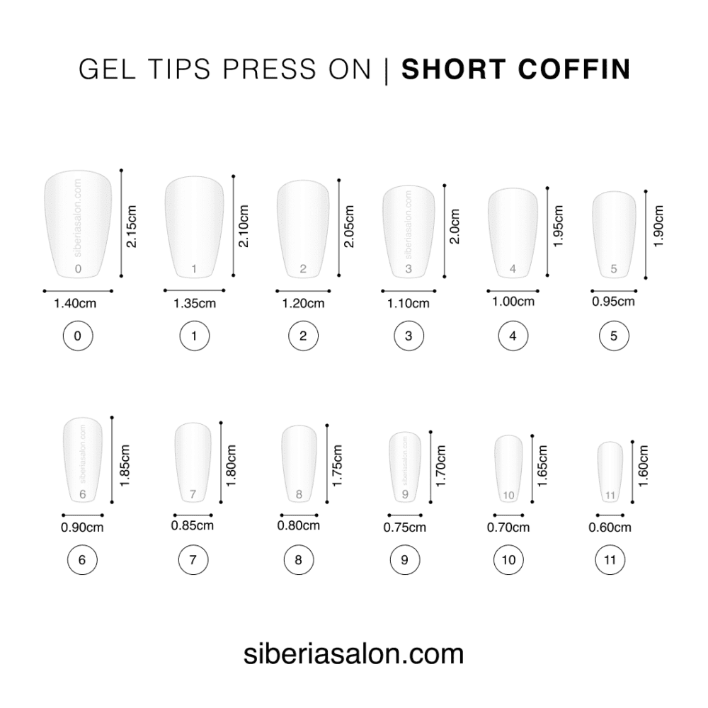 Gel tips nails PRESS ON Nata – forma ballerina ( COFFIN SHORT )