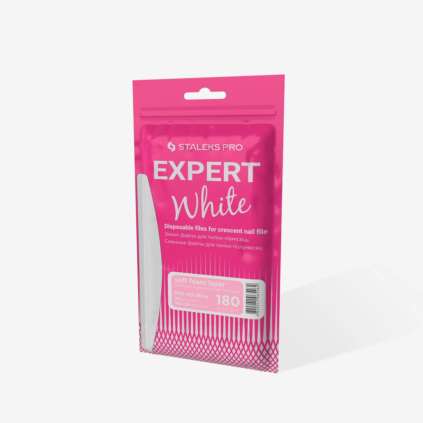 Limas desechables blancas para uñas de media luna (base blanda) EXPERT 40 30 unds.