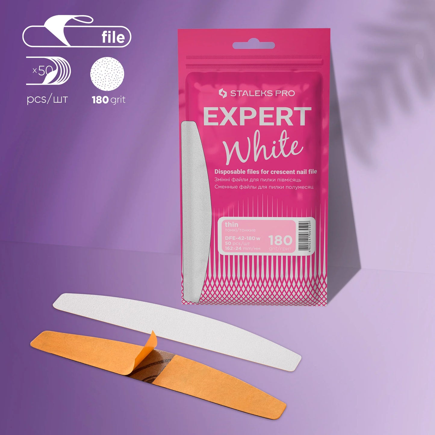 White Disposable Files for Crescent Shaped Nail File EXPERT 42 (50 Pieces)