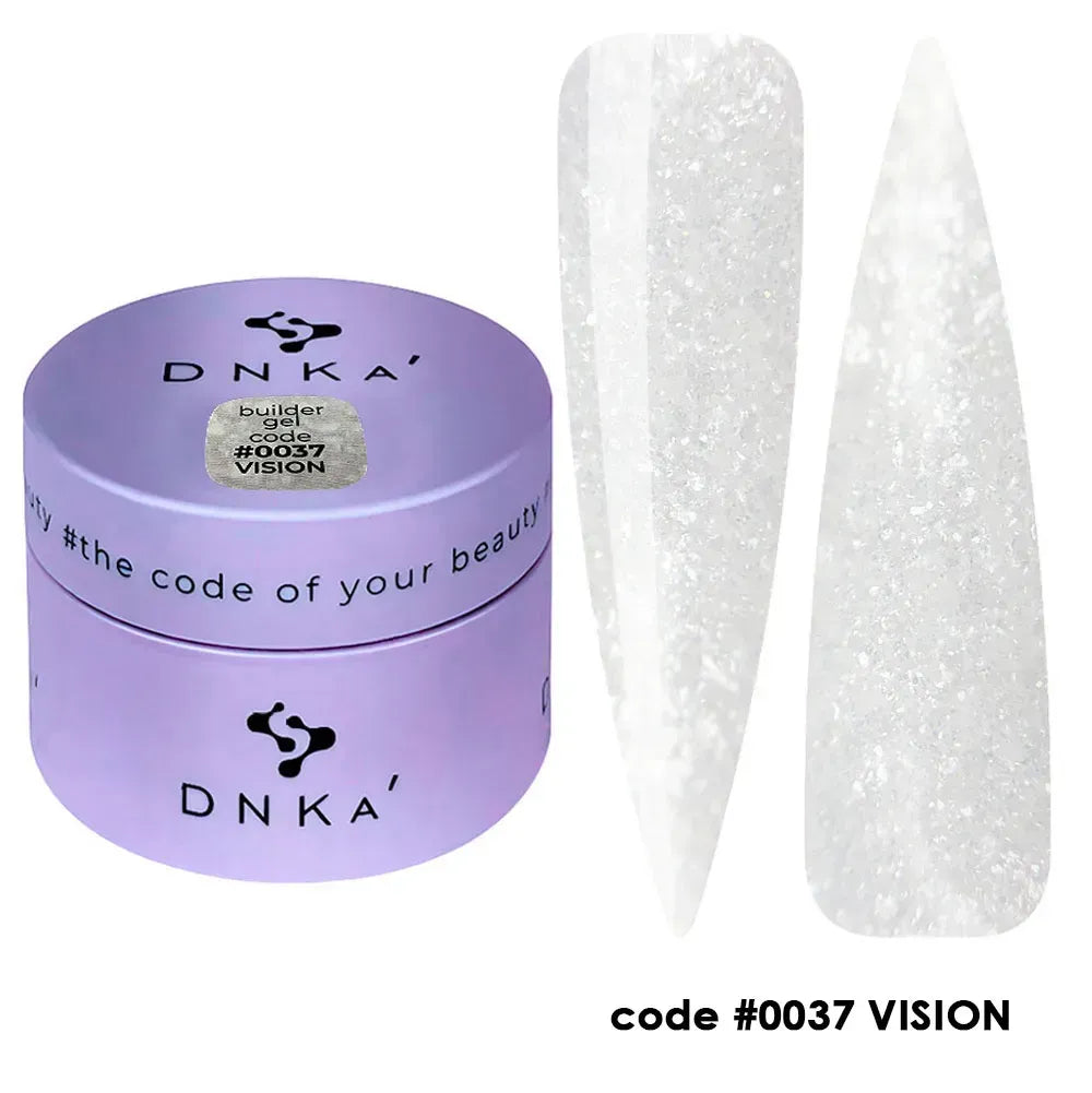 DNKa’ Builder Gel Vision #0037 blanco lechoso con efecto escarchado