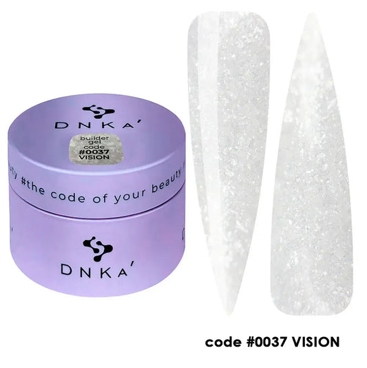 DNKa’ Builder Gel Vision #0037 blanco lechoso con efecto escarchado