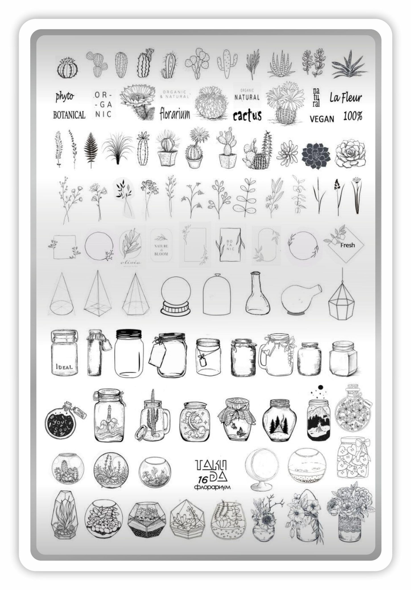 TakiDa Stamping Plate with Demo Sheet, 16