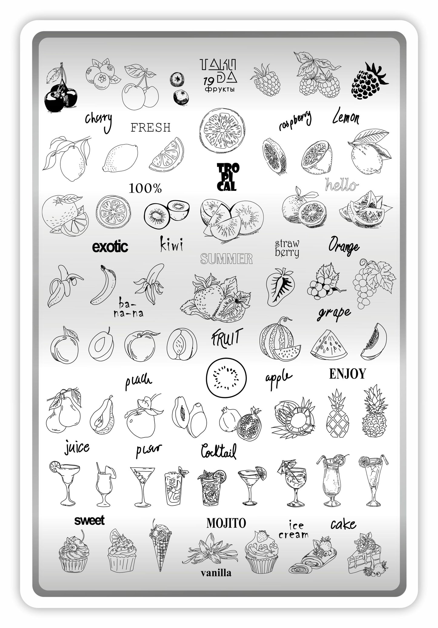 TakiDa Stamping Plate with Demo Sheet, 19