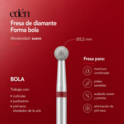 Broca de diamante EDEN "BALA" vermelha, Ø3,5 mm
