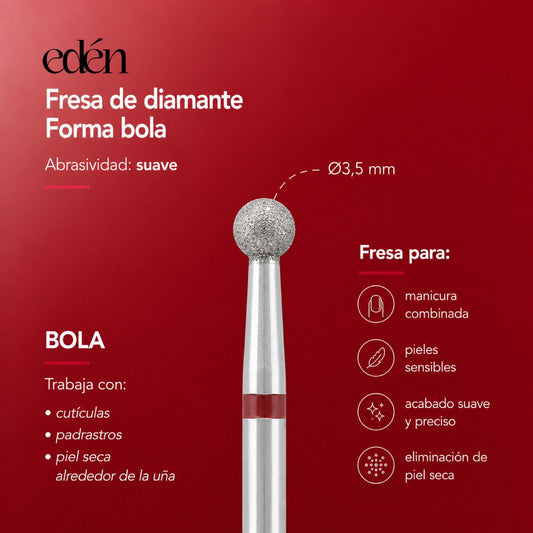 Broca de diamante EDEN "BALA" vermelha, Ø3,5 mm