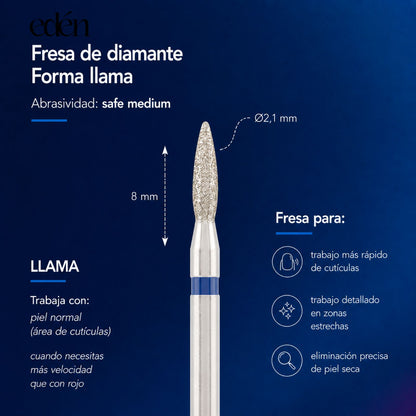 Fresa de diamante EDEN "CHAMA" azul-intenso, C- 10,0 mm, Ø2,3 mm