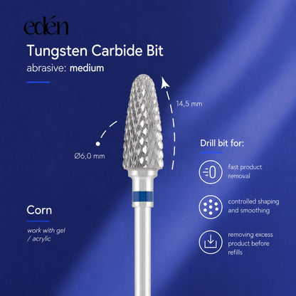 Fresa de carburo EDEN "CORN", azul, L-14,5 mm, Ø6,0 mm