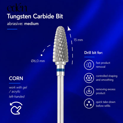 Fresa de carburo EDEN "CORN", azul, L-15,0 mm, Ø6,0 mm