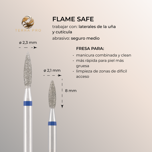 Fresa de diamante TERRA PRO "LLAMA" azul seguro, L- 8,0 mm, Ø2,1 mm