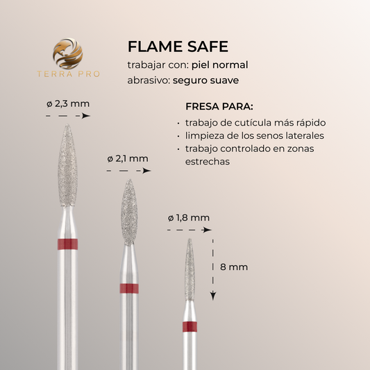 Fresa de diamante TERRA PRO "LLAMA" rojo seguro, L- 8,0 mm, Ø2,1 mm