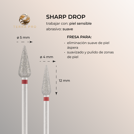 Fresa de diamante TERRA PRO "SHARP DROP " rojo, L-12,0 mm, Ø4,0 mm