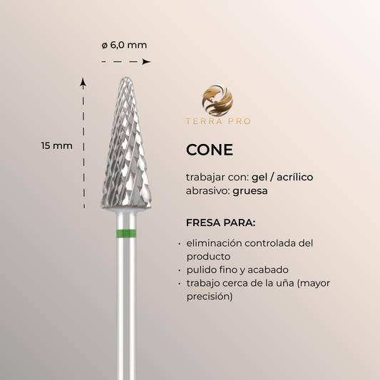 Broca de carburo TERRA PRO  " CONE ", verde, L-15,0 mm, Ø6,0 mm