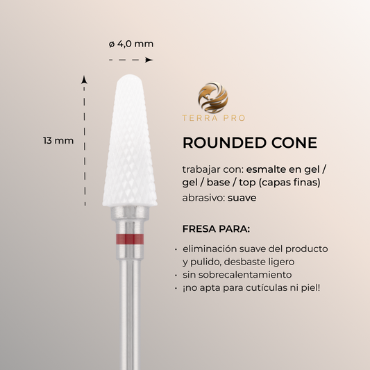 Broca de ceramica TERRA PRO  " ROUNDED CONE ", roja, L-13,0 mm, Ø4,0 mm