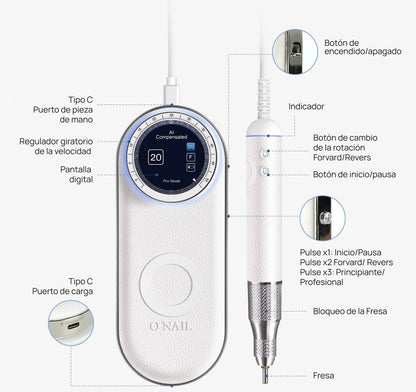 Torno IA Micromotor inteligente O’Nail 50000rpm