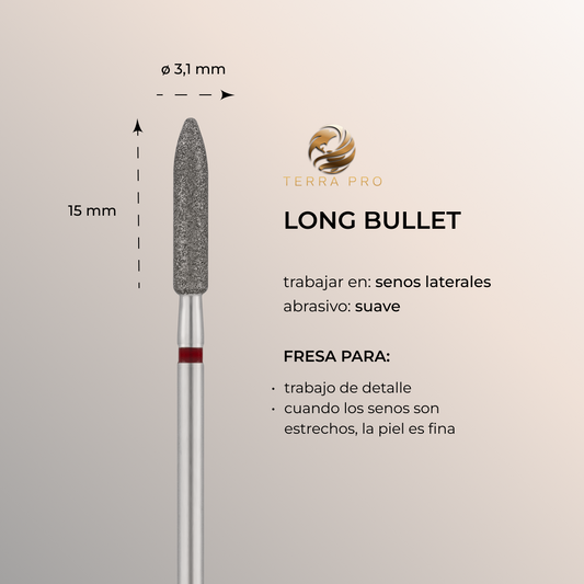 Fresa de diamante "BULLET LONG" rojo, L- 15,0 mm, Ø3,1 mm