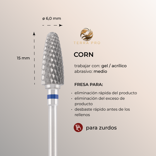 Broca de carburo TERRA PRO  "CORN" para zurdos, azul, L-15,0 mm, Ø6,0 mm