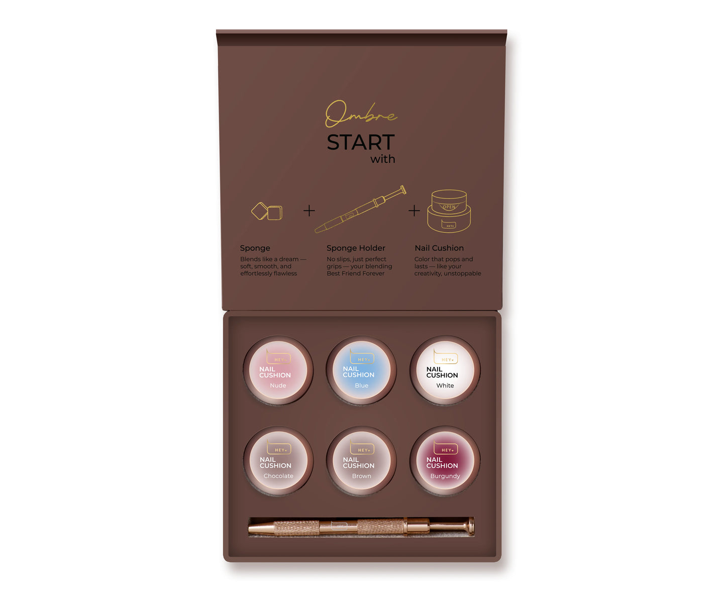 Kit · HEYLOVE · Nail Cushion Set «Brown», 6 uds.