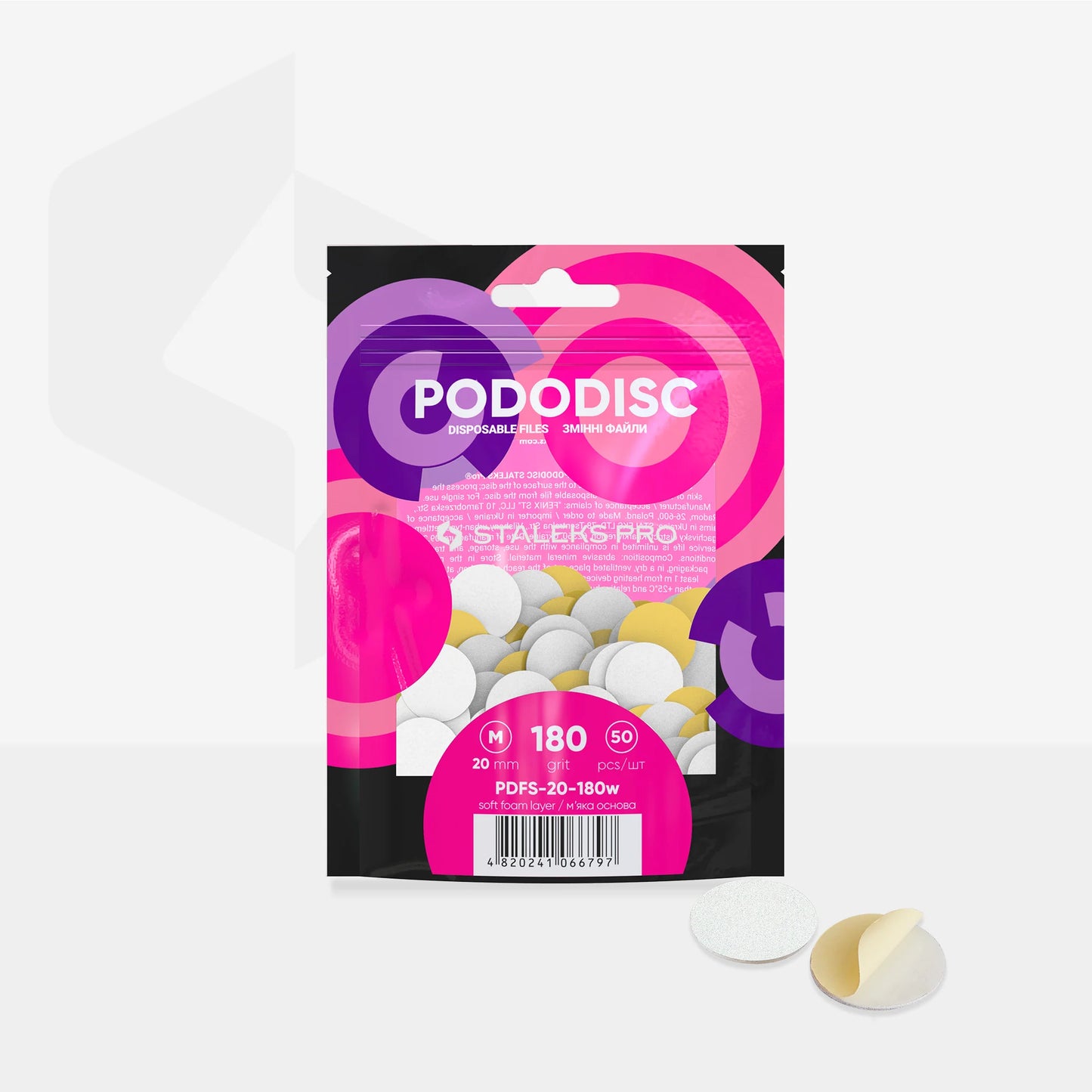 Archivos Desechables Blancos Con Una Capa De Espuma Suave Para El Disco De Pedicura PODODISC STALEKS PRO M (50 Unidades)