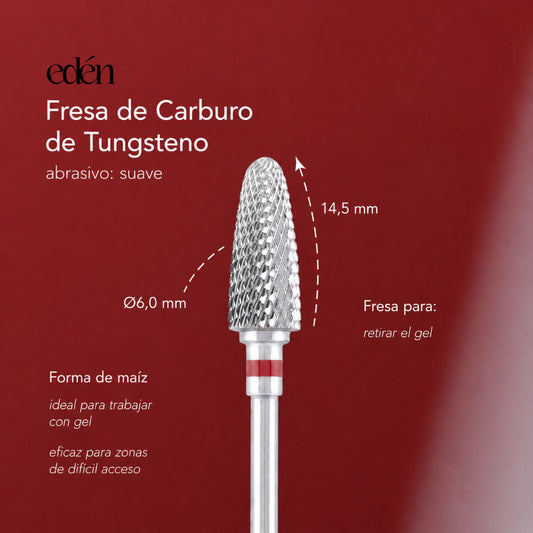 Fresa de carboneto EDEN "CORN", vermelha, C-14,5 mm, Ø6,0 mm