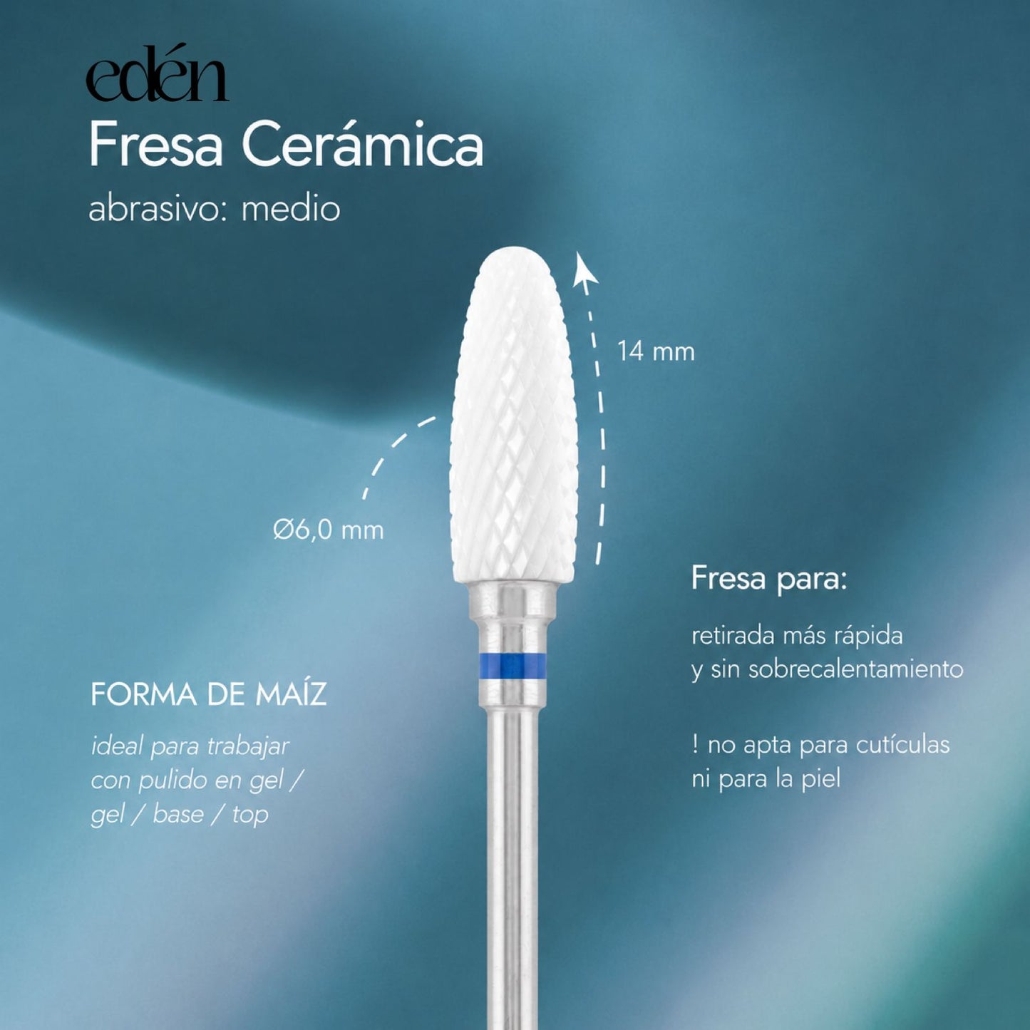 Broca de cerâmica EDEN "CORN", azul, C-13,0 mm, Ø4,0 mm