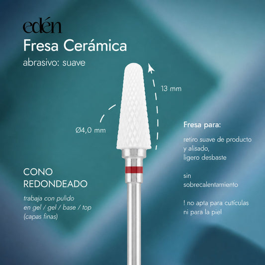 Broca de cerâmica EDEN "ROUNDED CONE", vermelha, C-13,0 mm, Ø4,0 mm