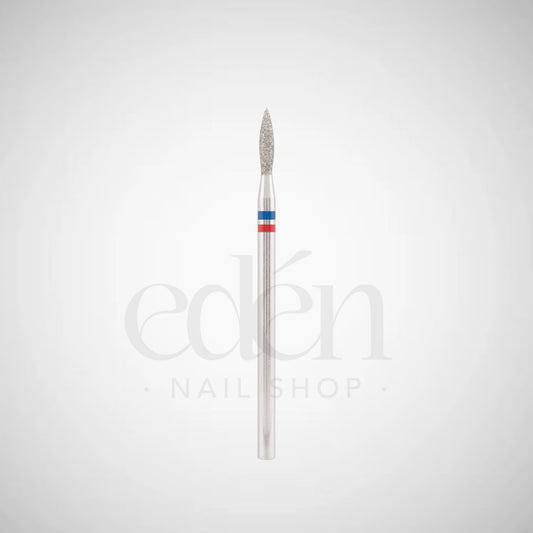 Fresa de diamante EDEN "LLAMA" azul-rojo seguro, L- 8,0 mm, Ø2,1 mm