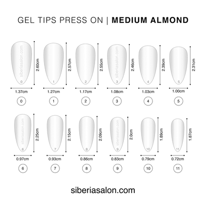 Gel tips nails PRESS ON Nata – forma almendra tamaño mediano