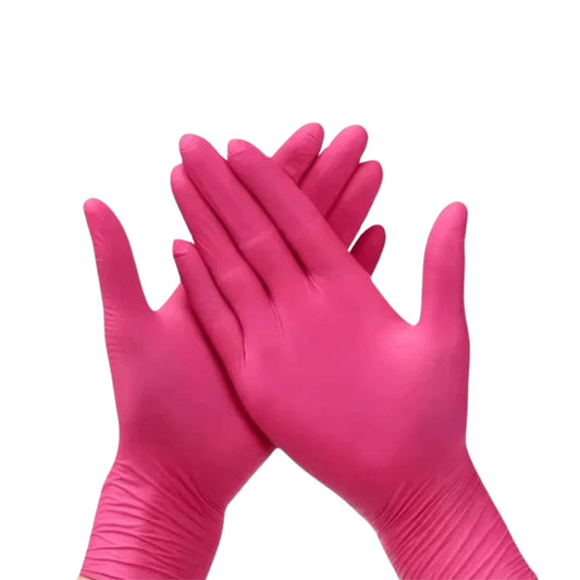 Guantes de nitrilo sin polvo color Fucsia