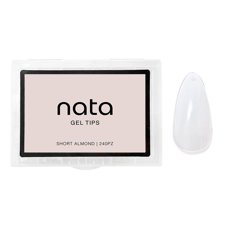 Gel tips nails PRESS ON Nata – forma almendra tamaño corto short almond