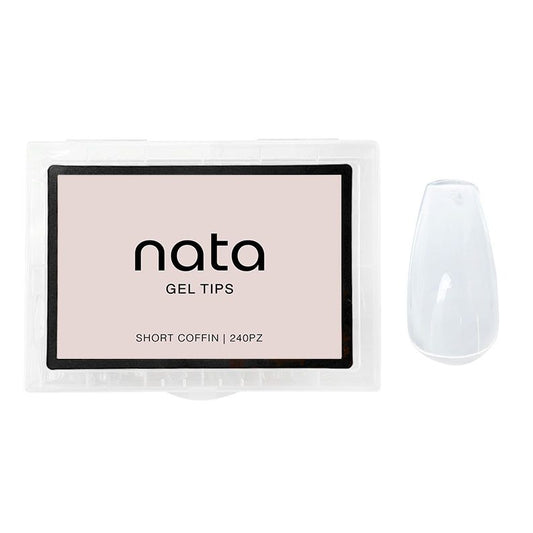 Gel tips nails PRESS ON Nata – forma ballerina ( COFFIN SHORT )